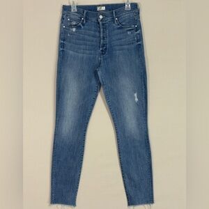 MOTHER The Stunner Ankle Fray Jeans Size 28 Skinny Distressed Raw Hem